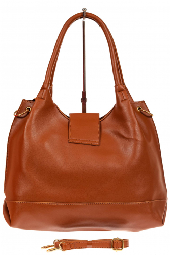 Большая сумка шоппер из искусственной кожи, цвет рыже-коричневый