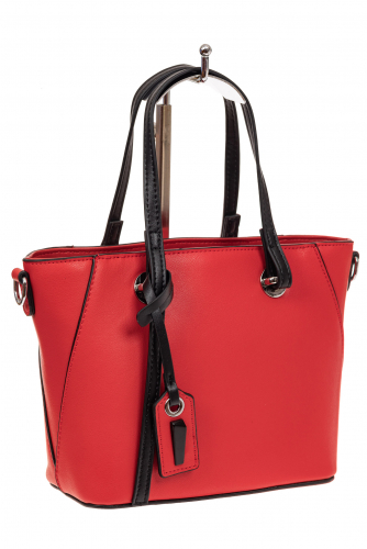 Небольшая сумка-шоппер из натуральной кожи, цвет красный