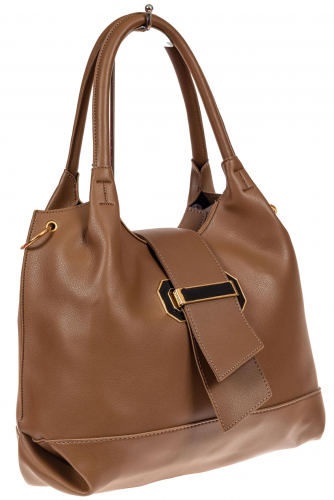 Большая сумка шоппер из искусственной кожи, цвет коричневый
