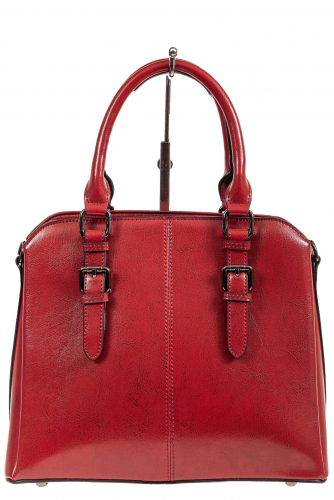 Каркасная женская сумка из натуральной кожи, цвет красный