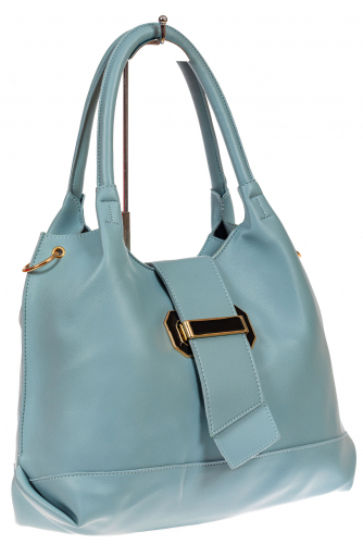 Большая сумка шоппер из искусственной кожи, цвет голубой