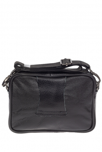 Поясная мужская сумка из фактурной натуральной кожи, цвет чёрный