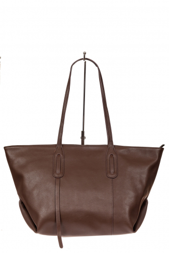 Трапециевидная сумка из кожи, цвет коричневый