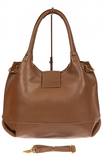 Большая сумка шоппер из искусственной кожи, цвет коричневый