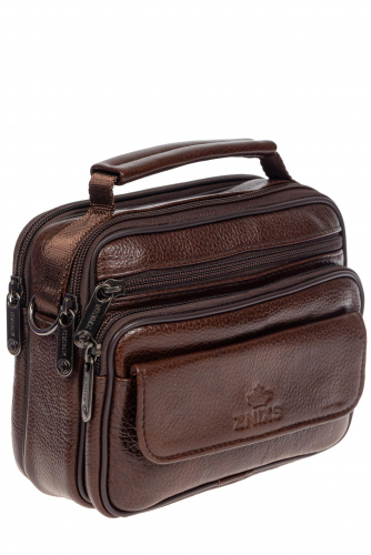Небольшая мужская сумка под документы из натуральной кожи, цвет коричневый
