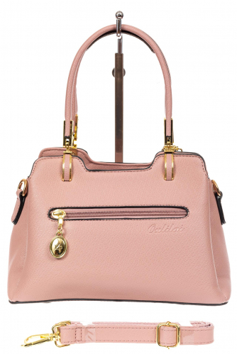 Женская сумка-трапеция из экокожи с подвеской, цвет розовый