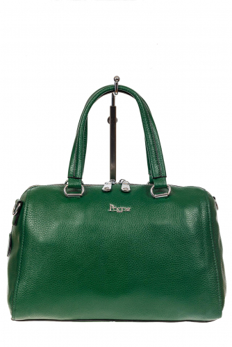 Трапецевидная кожаная сумка, цвет зеленый