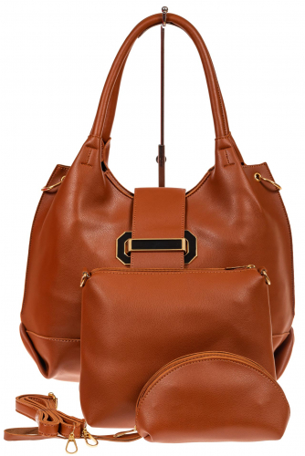 Большая сумка шоппер из искусственной кожи, цвет рыже-коричневый