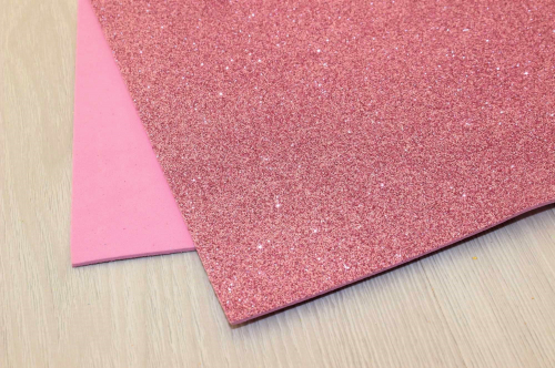 Фоамиран EVA глиттерный (розовый) 2мм 20см*30см, упак.10шт В наличии