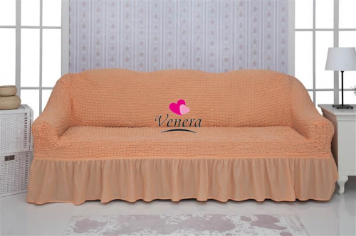 Чехол на трехместный диван с оборкой персик 227, Характеристики