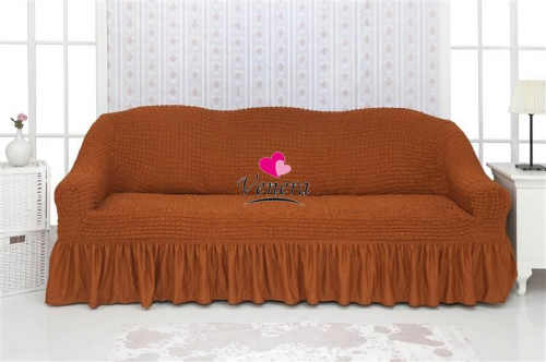Чехол на трехместный диван с оборкой корица 209, Характеристики