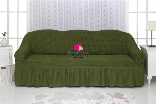 Чехол на трехместный диван с оборкой оливковый 222, Характеристики