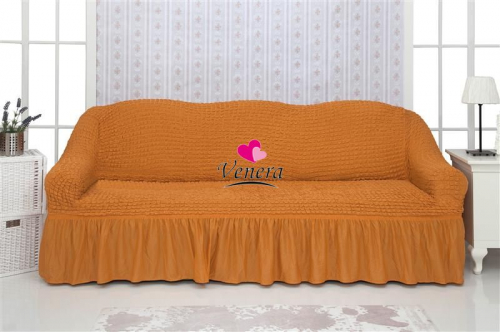 Чехол на трехместный диван с оборкой рыжий 208, Характеристики