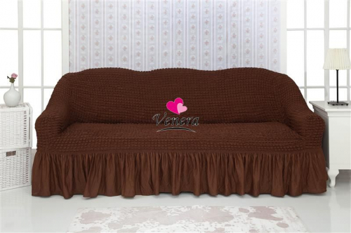 Чехол на трехместный диван с оборкой шоколад 201, Характеристики