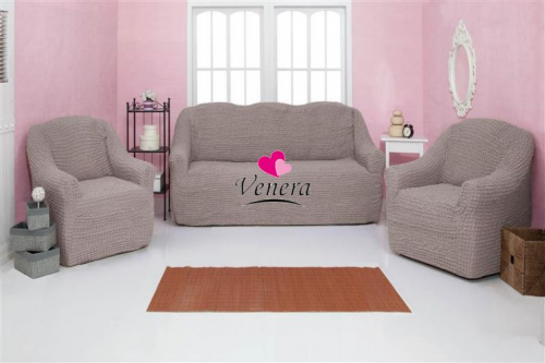 Комплект чехлов на трехместный диван и 2 кресла без оборки жемчужный 205, Характеристики