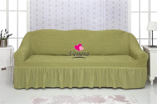 Чехол на трехместный диван с оборкой фисташковый 228, Характеристики