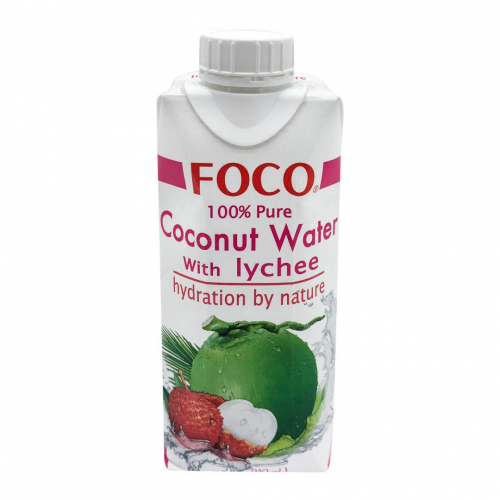 FOCO Coconut water with Lychee Вода кокосовая с соком Личи 330мл