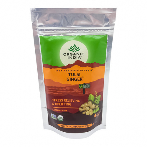 ORGANIC INDIA Tulsi Ginger tea Чай травяной Тулси с имбирём для повышения общего тонуса организма и иммунитета 100г