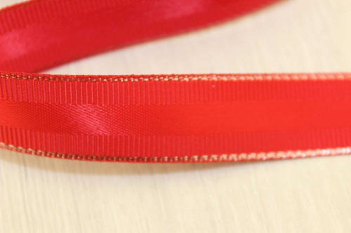 Декоративная лента с люрексом (красный, серебро), 15мм * 6 ярдов В наличии