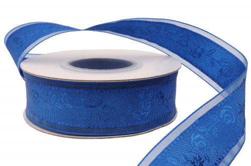 Декоративная лента с вышивкой (синий), 25мм * 20 ярдов(+-1) В наличии