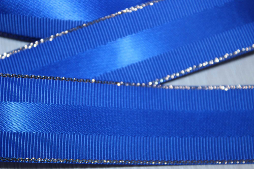 Декоративная лента с люрексом (синий, золото), 25мм * 10 ярдов(+-1) В наличии