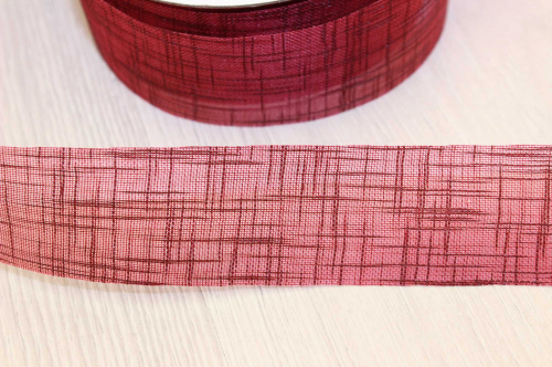 Декоративная лента (бордовый), 25мм * 20 ярдов(+-1) В наличии