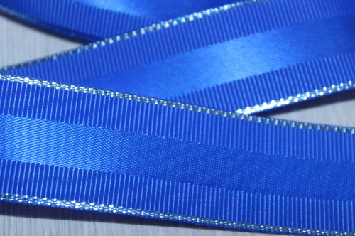 Декоративная лента с люрексом (синий, серебро), 25мм * 10 ярдов(+-1) В наличии