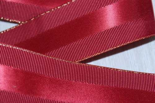 Декоративная лента с люрексом (бордовый, золото), 38мм * 10 ярдов(+-1) В наличии