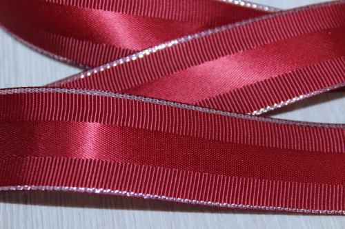 Декоративная лента с люрексом (бордовый, серебро), 25мм * 10 ярдов(+-1) В наличии