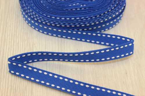 Декоративная лента с прострочкой (синий), 10мм * 6 ярдов В наличии