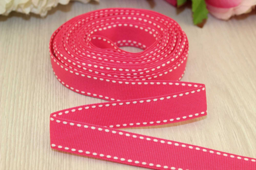 Декоративная лента с прострочкой (розовый), 15мм * 6 ярдов В наличии