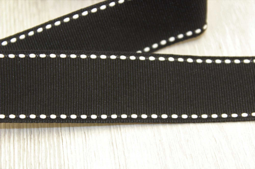 Декоративная лента с прострочкой (черный), 25мм * 6 ярдов В наличии