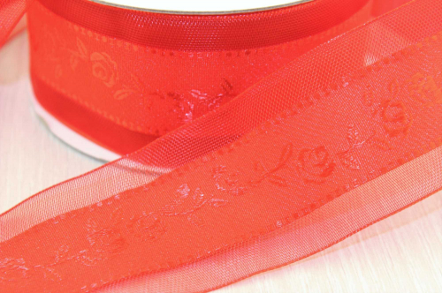Декоративная лента с вышивкой (красный), 40мм * 20 ярдов(+-1) В наличии
