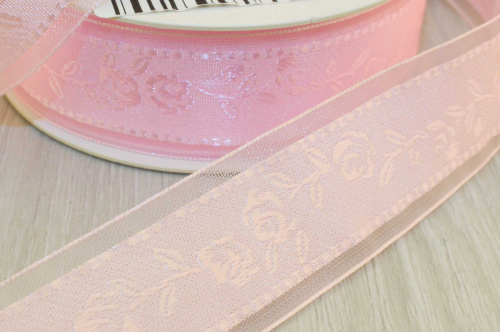 Декоративная лента с вышивкой (нежно-розовый), 25мм * 20 ярдов(+-1) В наличии
