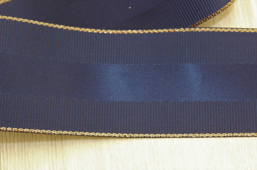 Декоративная лента с люрексом (джинс, золото), 38мм * 6 ярдов В наличии