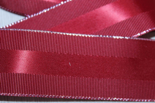 Декоративная лента с люрексом (бордовый, серебро), 38мм * 10 ярдов(+-1) В наличии