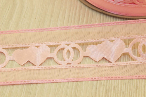 Декоративная лента с перфорацией (нежно-розовый), 40мм * 20 ярдов(+-1) В наличии