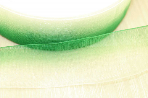 Органза градиент (зеленый), 25мм *50 ярдов(+-1) В наличии