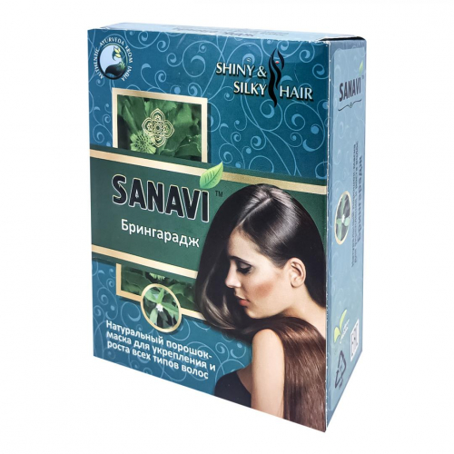 SANAVI Powder-mask for hair care bhringaraj Порошок-маска для ухода за волосами брингарадж 100гр