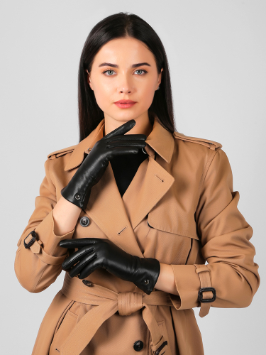 Перчатки жен. 100% нат. кожа (ягненок), подкладка: шерсть, FABRETTI F14-1 black