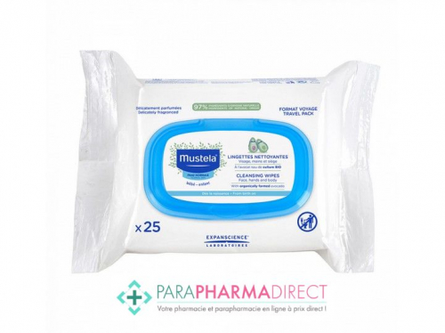 Mustela Peau Normale Lingettes Nettoyantes Format Voyage x25 Lingettes