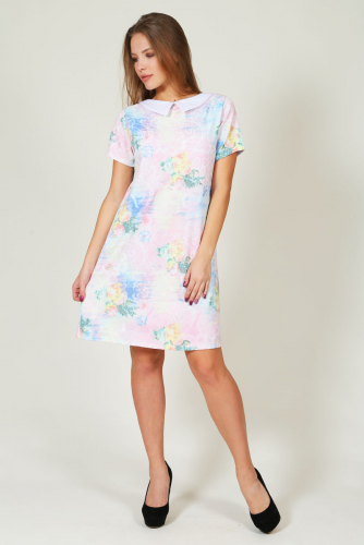 Платье Наоми-2 (Цветы на светло-розовом)