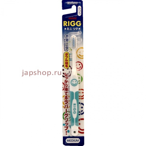 Ebisu Rigg Mini Зубная щётка средней жесткости, уменьшенного размера, с комбинированной щетиной, B-A19 (4901221001905)