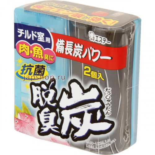 Dashshuutan Желеобразный дезодорант с древесным углем, Бинчотан, для холодильника (охлаждающая камера), 2х55 гр (4901070113453)