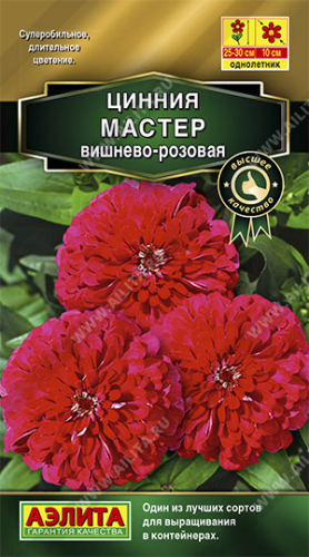 Цветы Цинния Мастер Вишнево-розовая 0,2 г ц/п Аэлита (низкорослая)