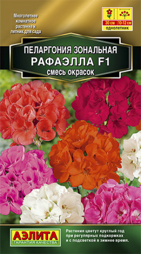 Цветы Пеларгония Рафаэлла смесь F1, 5 шт ц/п Аэлита (комн.)