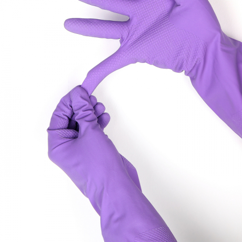Перчатки резиновые с хлопковым напылением, размер M, цвет МИКС
