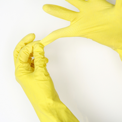 Перчатки латексные с внутренним хлопковым напылением «Др. Клин», размер XL, пара 33 гр, цвет жёлтый