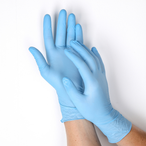 Перчатки нитриловые неопудренные, размер S, текстурированные на пальцах, 100 шт/уп, цвет голубой
