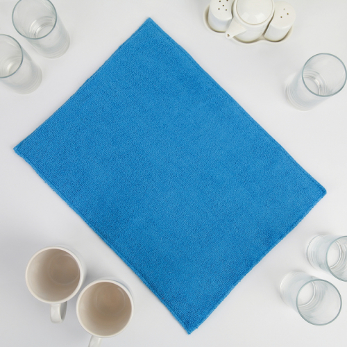 Коврик для сушки посуды 30×40 см, микрофибра, цвет голубой